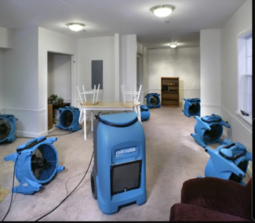 Air movers and dehumidifier setup for Water Damage Restoration in Glendale